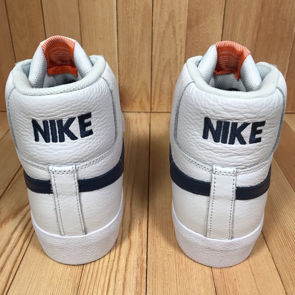 Nike SB Zoom Blazer Mid ISO White Navy Skate Shoes - Picture 3 of 5